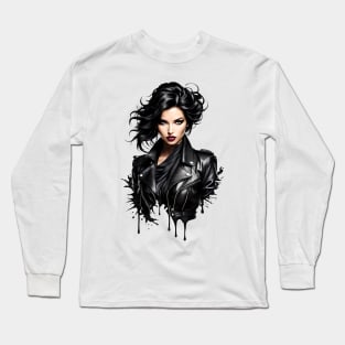 Leather Elegance: Captivating Digital Art for Every Canvas Long Sleeve T-Shirt